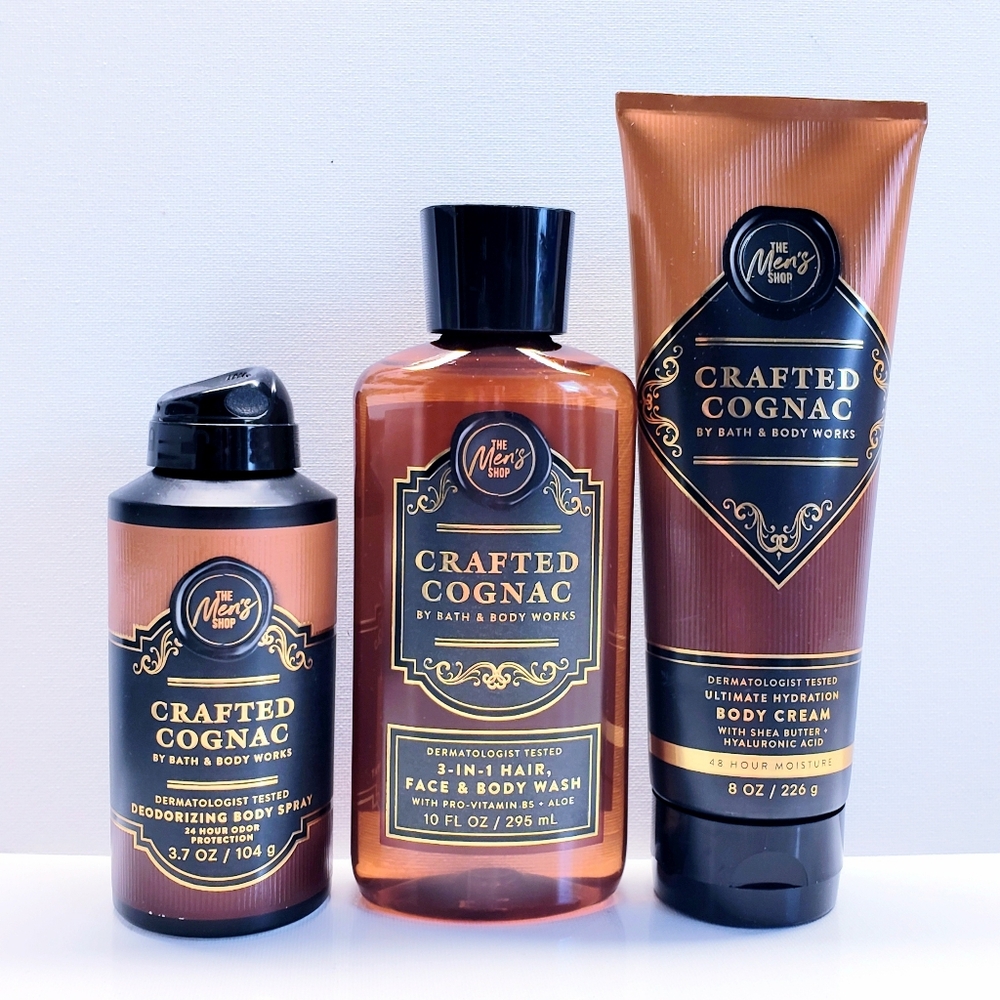 Bath & Body Works Men's Shop CRAFTED COGNAC Body Spray, Body Wash, Body Cream